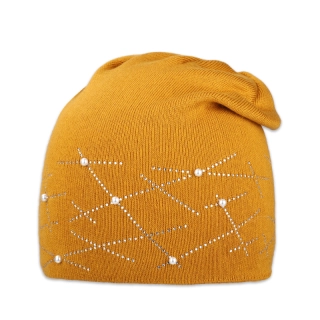 Dámská čepice přepadlá s kamínky