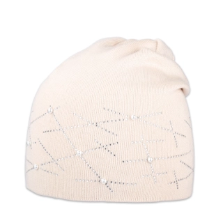 Dámská čepice přepadlá s kamínky