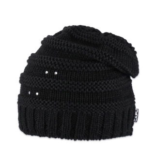 Dámská zimní přepadlá čepice – zateplená flízem, kamínky Swarovski