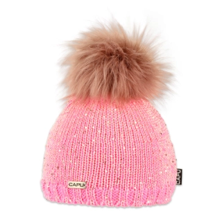 Dětská čepice s kožešinovou bambulí