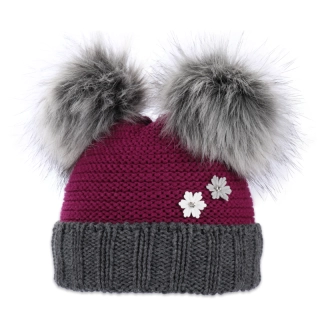 Dětská čepice se dvěma bambulemi