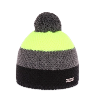 Dětská zimní pletená čepice sportovní chlapecká dívčí – zateplená flízem, bambule