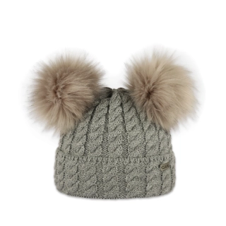 Dětská čepice se dvěma kožešinovými bambulemi