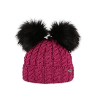 Dětská čepice se dvěma kožešinovými bambulemi