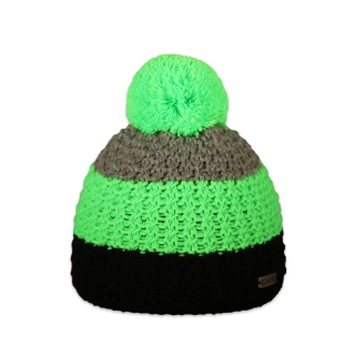 Dětská zimní pletená čepice sportovní chlapecká dívčí – zateplená flízem, bambule