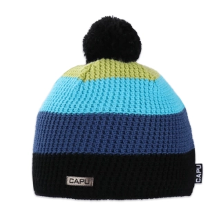 Pánská zimní pletená čepice sportovní – zateplená flízem, bambule