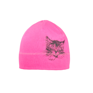 Dětská bavlněná jarní čepice kočička – tenká jednovrstvá (52-56 cm)