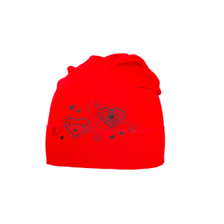 Dětská bavlněná jarní čepice přepadlá červená – tenká jednovrstvá (52-56 cm)