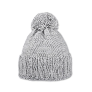 Dámská čepice s akrylovou bambulí - světle šedá