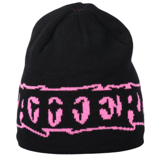 Dámská zimní čepice beanie černá růžová